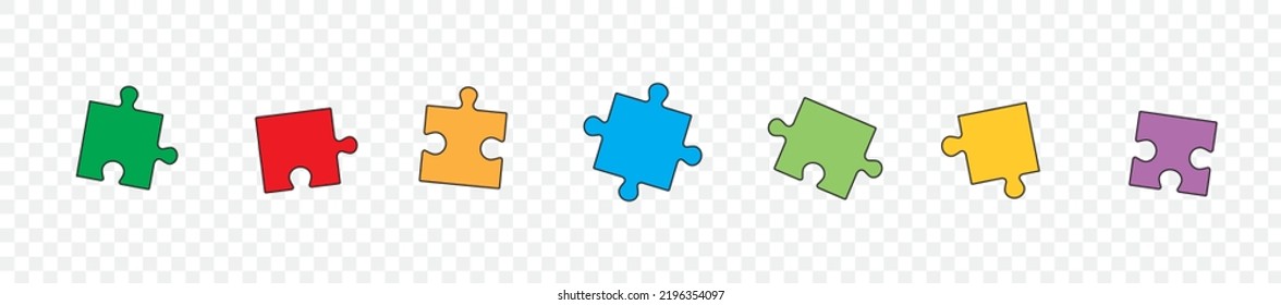 Set of puzzle pieces isolated on white background. Jigsaw puzzle with pieces. Vector design templates. Business presentation concept. Vector