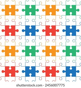 Set of puzzle pieces isolated on white background. Abstract seamless background for your design.   Web design, print, textile, wallpaper, vector illustration