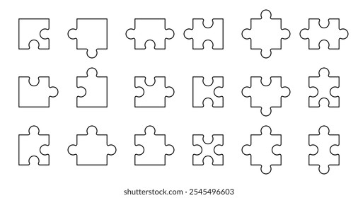 Set of puzzle pieces. Jigsaw puzzle with pieces. Flat style