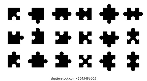 Set of puzzle pieces. Jigsaw puzzle with pieces. Flat style