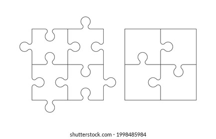 Set of puzzle pieces on white