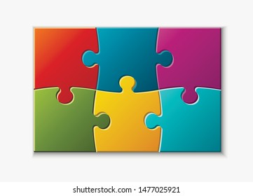 Set puzzle pieces. Texture mosaic infographic banner.