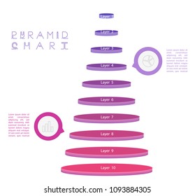 Set of pyramid chart , flow diagrams, pie chart for Your documents, reports, presentations for,infographics, 0 5 10 15 20 25 30 35 40 45 50 55 60 65 70 75 80 85 90 95 100 percent. Vector illustration.