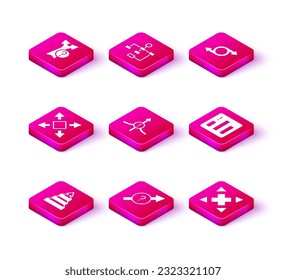 Set Pyramid chart infographics, Arrow, Many ways directional arrow, Pie,  and Hierarchy organogram icon. Vector
