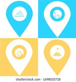 Conjunto de icono de puntero de pin de asignación de ubicación de pirámide. Elemento de punto de mapa para concepto móvil y aplicaciones web. Icono para el diseño de sitios web y desarrollo de aplicaciones. Símbolo de icono de Premium Egipto. 