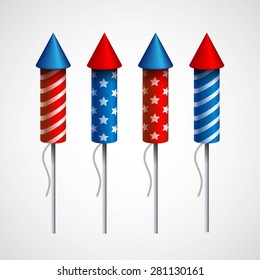 Set of pyrotechnic rockets. Vector illustration EPS 10