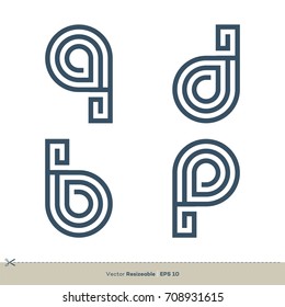 set Q D B P Letter Logo Template Illustration Design. Vector EPS 10.