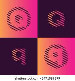 Set of Q logos with lower and upper case letters