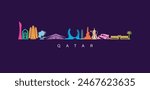 set of qatar icons royalty free vectors illustration art for Logo, T shirt, banner, card design