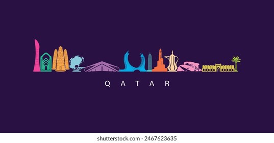 set of qatar icons royalty free vectors illustration art for Logo, T shirt, banner, card design