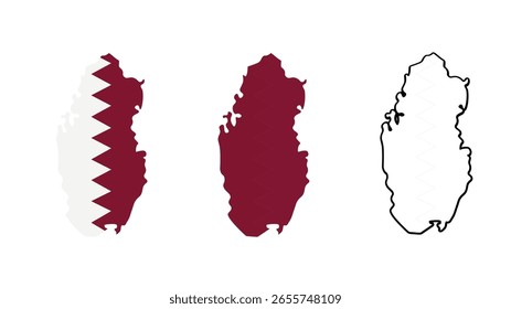 Set von Katar-Karte einzeln auf weißem Hintergrund, Vektorgrafik-Design