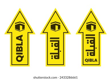 Satz von Qibla-Zeichen Richtung für Moschee oder Gebetsraum isoliert