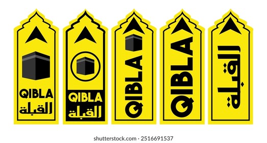 set of qibla sign direction for mosque or prayer room isolated. set of qibla sign for mosque or prayer room isolated. Eps (translation text qibla = pray direction)