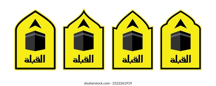 set of qibla sign direction for mosque or prayer room isolated. set of qibla sign for mosque or prayer room isolated