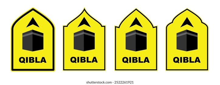 Satz von qibla Zeichen Richtung für Moschee oder Gebetsraum isoliert. Qibla-Zeichen für Moschee oder Gebetsraum einzeln