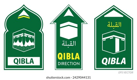 Satz von Qibla-Zeichen für Moschee oder Gebetsraum isoliert. EPS
