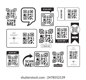 set of qr code barcode scan design vector illustration