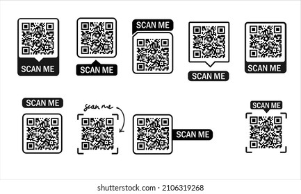 Set Qr Code Frames Scan Me Stock Vector (Royalty Free) 2106319268 ...