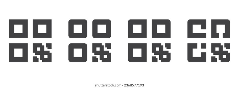Set of QR code icon. Vector illustration in flat design, Digital scanning QR code label, Ecommerce interface concept elements, Web app button logo ui ux, Modern graphic glyph flat design vector.