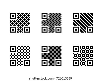 Set of QR Code with pattern, isolated on white background