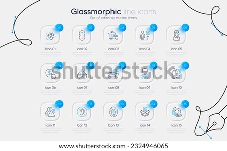 Set of Qr code, Sunglasses and Oculist doctor line icons for web app. Fingerprint, Burger, Swipe up icons. Leadership, Chemical hazard, Cash back signs. Buy currency, Love gift, No hearing. Vector