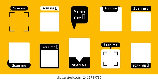Set of QR codes with inscription scan me with smartphone. Scan qr code icon. Qr code for payment, mobile app and identification. Vector illustration.