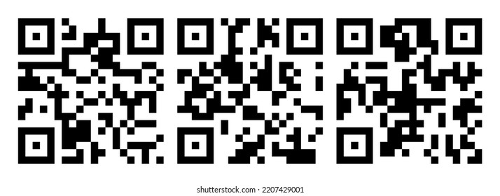 Set of QR codes. Sample vector QR code for scanning isolated on white background