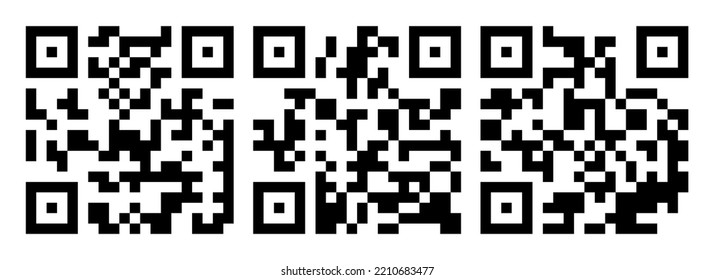 Set of QR codes. Sample vector QR code for scanning isolated on white background