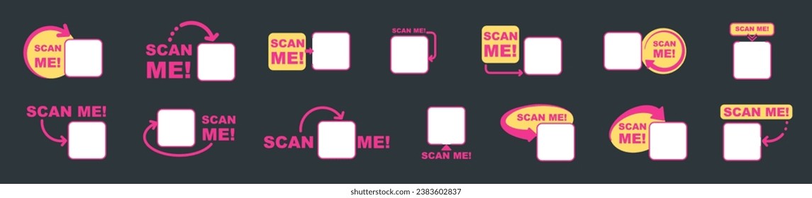 Set of QR codes with scan me. Code for payment. Barcode scan for smartphone.