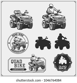 Set of Quad bike competition emblems, labels and design elements.