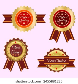 Set of Quality Badges and Labels Design Elements. Golden badge labels and laurel retro vintage collection. Emblem premium luxury logo in retro style arrows frames vector template badges collection.