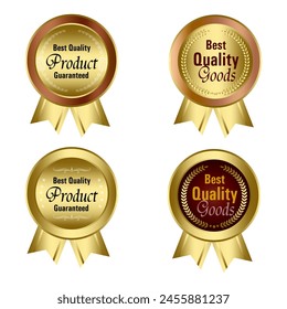 Set of Quality Badges and Labels Design Elements. Golden badge labels and laurel retro vintage collection. Emblem premium luxury logo in retro style arrows frames vector template badges collection.