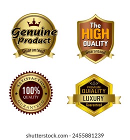 Set of Quality Badges and Labels Design Elements. Golden badge labels and laurel retro vintage collection. Emblem premium luxury logo in retro style arrows frames vector template badges collection.