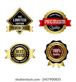 Set of Quality Badges and Labels Design Elements. Golden badge labels and laurel retro vintage collection. Emblem premium luxury logo in retro style arrows frames vector template badges collection.