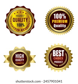 Set of Quality Badges and Labels Design Elements. Golden badge labels and laurel retro vintage collection. Emblem premium luxury logo in retro style arrows frames vector template badges collection.