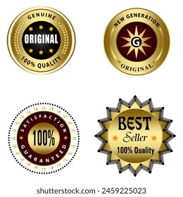 Conjunto de Insignias de Calidad y Elementos de diseño de Etiquetas. Colección vintage retro de laurel y etiquetas con insignia dorada. Logotipo premium de lujo en estilo retro insignias de Plantilla de colección.