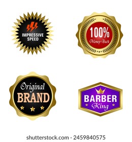Conjunto de Insignias de Calidad y Elementos de diseño de Etiquetas. Colección vintage retro de laurel y etiquetas con insignia dorada. Logotipo premium de lujo en estilo retro insignias de Plantilla de colección.