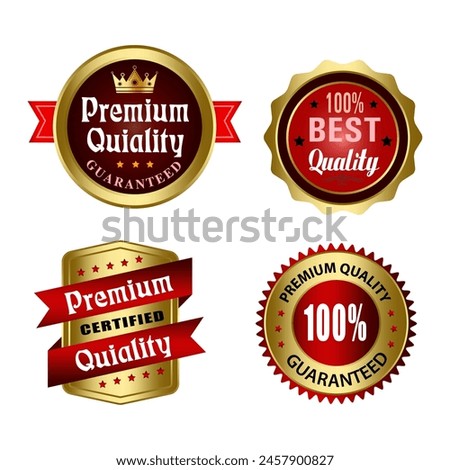 Set of Quality Badges and Labels Design Elements. Golden badge labels and laurel retro vintage collection. Emblem premium luxury logo in retro style arrows frames vector template badges collection.