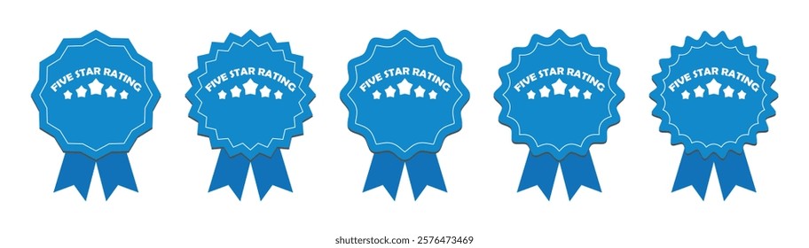  Set of "Quality" Blue Badges and Labels - Design Elements. award icon set. Flat art symbols template.