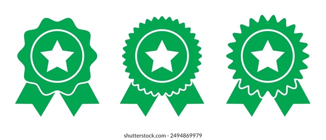 set of Quality certify badge icon. ribbon and banner. premium quality and guarantee labels isolated on white background. Qualification certificate medal. Quality award ribbon sign.
