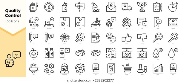 Set of quality control Icons. Simple line art style icons pack. Vector illustration