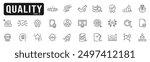 Set of quality control related line icons. Check, review, approve, checkmark etc. Editable stroke. Part 3