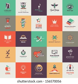 Set of quality designed art and education icons 