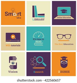Set of quality designed art and education icons