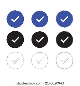Set of quality Logo blue flat star shape stickers