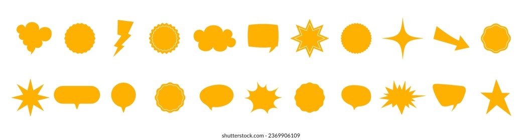 Set of quality mark, starburst, sunburst badges. Design elements, sale sticker, price tag. Flat vector illustration