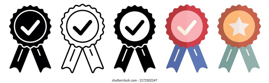 Set of quality marks icons in different colors and styles. Flat vector illustration