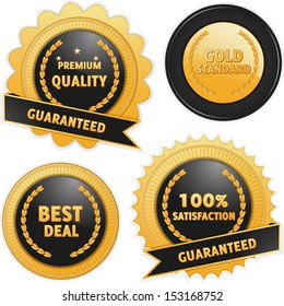 Set of Quality and offer Badges in Black and Gold