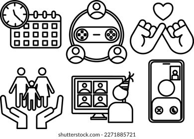 Set of Quality Time Simple Line Icon