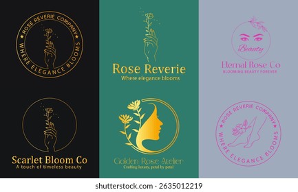 set of queen Logo da mulher de beleza. SPA, Moda, Maquiagem, Mulher de cabeleireiro Logotipo conceito ícone linear estilo, Conjunto de retratos. Simples, ilustração vetor minimalista de rosto de mulher bonita. Arte em linha..